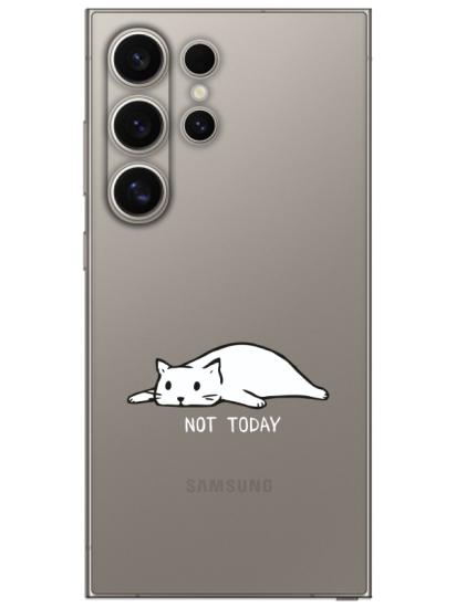 Samsung S24 Ultra Not Today Kedi Şeffaf Telefon Kılıfı