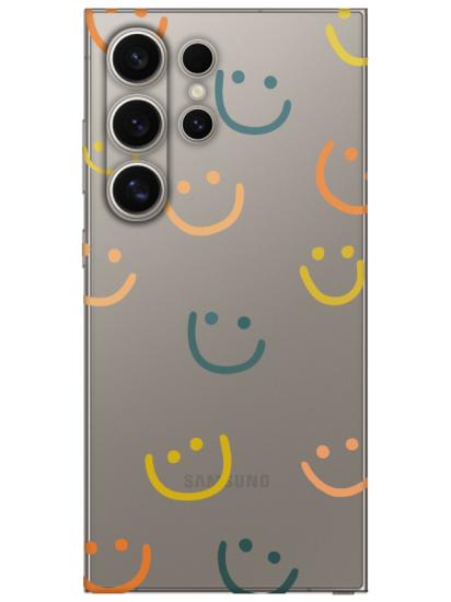 Samsung S24 Ultra Emoji Gülen Yüz Şeffaf Telefon Kılıfı