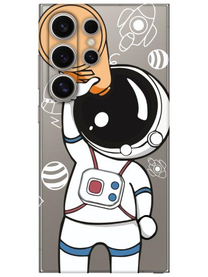 Samsung S24 Ultra Astronot Şeffaf Telefon Kılıfı