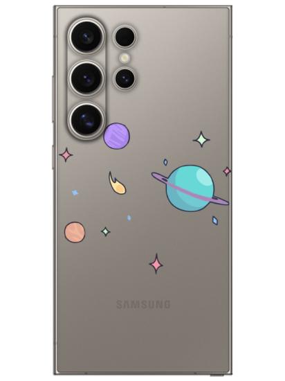 Samsung S24 Ultra Gezegen Tasarım Şeffaf Telefon Kılıfı