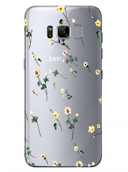 Samsung S8 Çiçekli Şeffaf Telefon Kılıfı
