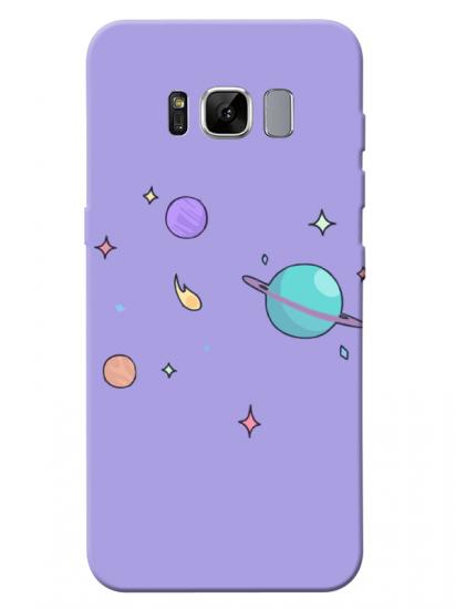 Samsung S8 Gezegen Tasarım Lila Telefon Kılıfı