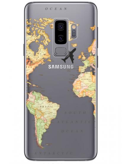 Samsung S9 Dünya Haritalı Şeffaf Telefon Kılıfı