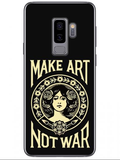 Samsung S9 Make Art Not War Siyah Telefon Kılıfı