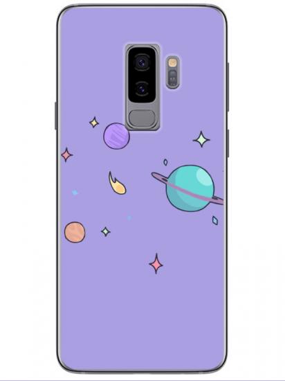 Samsung S9 Gezegen Tasarım Lila Telefon Kılıfı