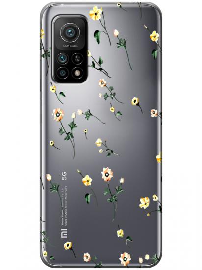 Xiaomi Mi 10T Çiçekli Şeffaf Telefon Kılıfı