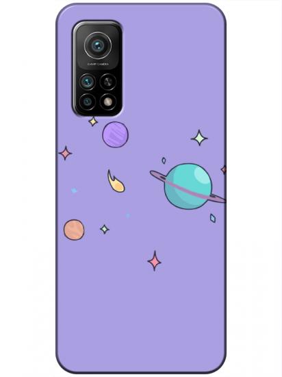 Xiaomi Mi 10T Gezegen Tasarım Lila Telefon Kılıfı