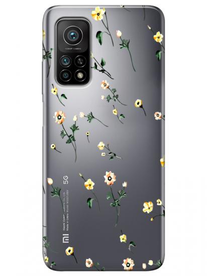 Xiaomi Mi 10T Pro Çiçekli Şeffaf Telefon Kılıfı