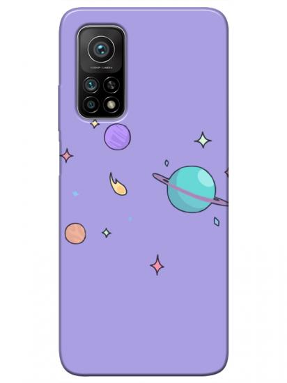 Xiaomi Mi 10T Pro Gezegen Tasarım Lila Telefon Kılıfı