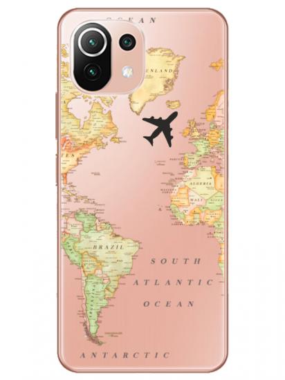 Xiaomi Mi 11 Dünya Haritalı Şeffaf Telefon Kılıfı