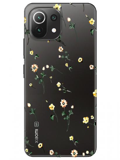 Xiaomi Mi 11 Lite Çiçekli Şeffaf Telefon Kılıfı