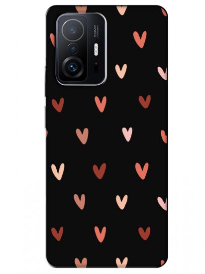 Xiaomi Mi 11T Kalp Desen Siyah Telefon Kılıfı
