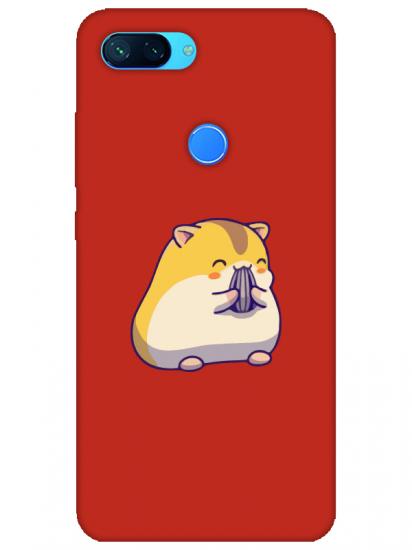 Xiaomi Mi 8 Lite Sevimli Hamster Kırmızı Telefon Kılıfı
