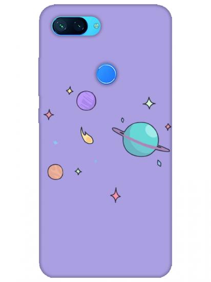 Xiaomi Mi 8 Lite Gezegen Tasarım Lila Telefon Kılıfı