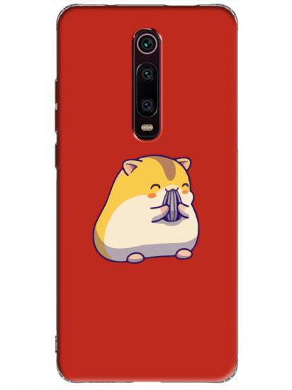 Xiaomi Mi 9T Sevimli Hamster Kırmızı Telefon Kılıfı