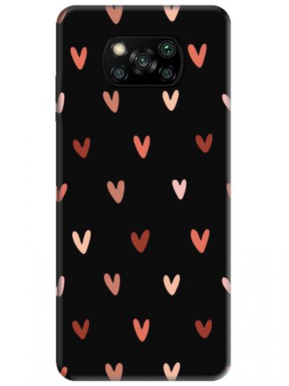Poco X3 Pro Kalp Desen Siyah Telefon Kılıfı