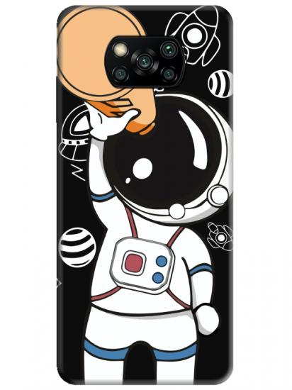 Poco X3 Pro Astronot Siyah Telefon Kılıfı