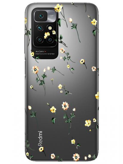 Redmi 10 Çiçekli Şeffaf Telefon Kılıfı