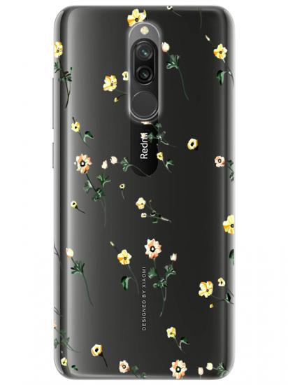 Redmi 8 Çiçekli Şeffaf Telefon Kılıfı
