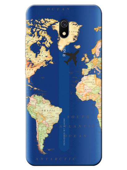 Redmi 8A Dünya Haritalı Şeffaf Telefon Kılıfı