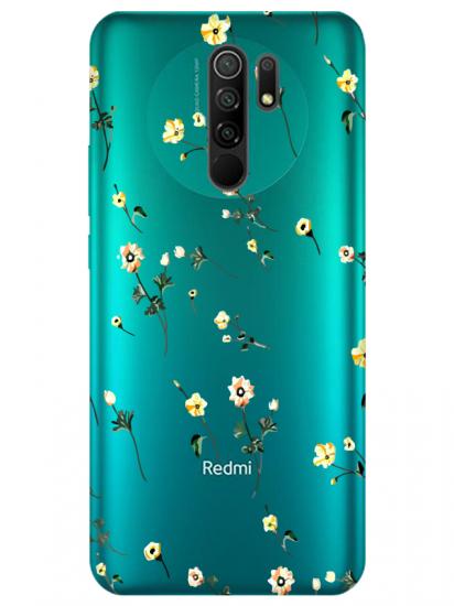 Redmi 9 Çiçekli Şeffaf Telefon Kılıfı