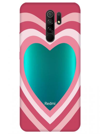 Redmi 9 Estetik Kalp Şeffaf Telefon Kılıfı