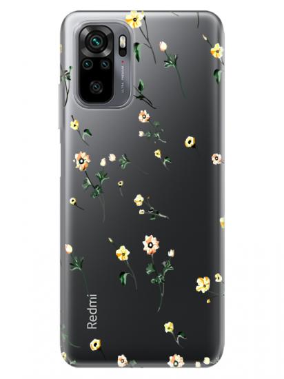 Redmi Note 10 Çiçekli Şeffaf Telefon Kılıfı