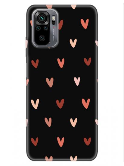Redmi Note 10 Kalp Desen Siyah Telefon Kılıfı