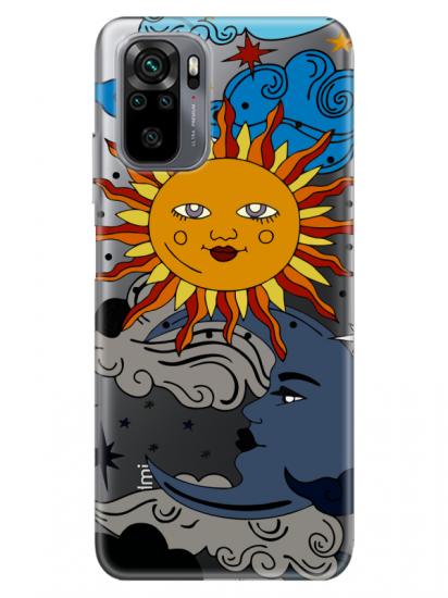 Redmi Note 10S Güneş ve Ay Şeffaf Telefon Kılıfı