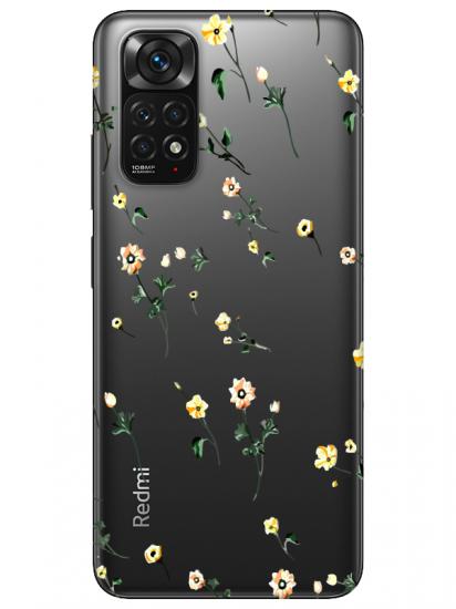 Redmi Note 11 Çiçekli Şeffaf Telefon Kılıfı