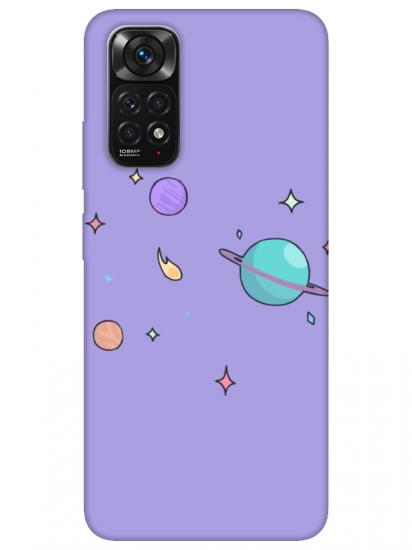 Redmi Note 11 Gezegen Tasarım Lila Telefon Kılıfı