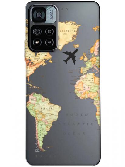 Redmi Note 11 Pro Dünya Haritalı Şeffaf Telefon Kılıfı