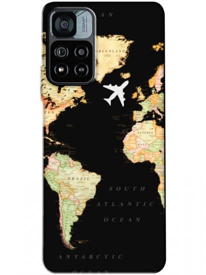 Redmi Note 11 Pro Dünya Haritalı Siyah Telefon Kılıfı