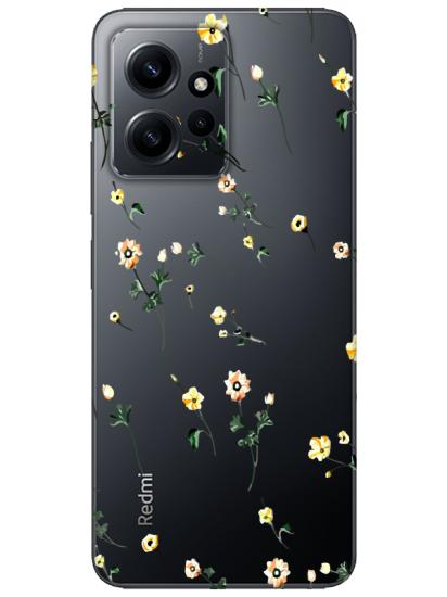 Redmi Note 12 4g Çiçekli Şeffaf Telefon Kılıfı