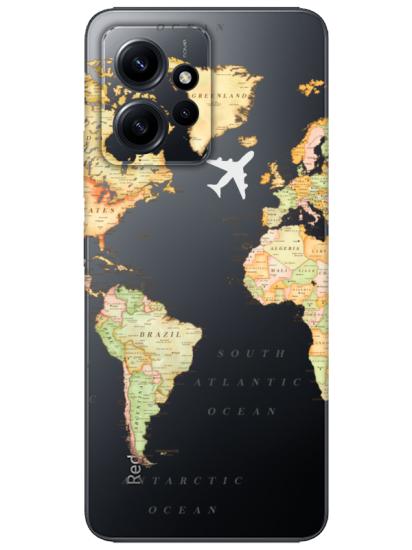 Redmi Note 12 4g Dünya Haritalı Şeffaf Telefon Kılıfı