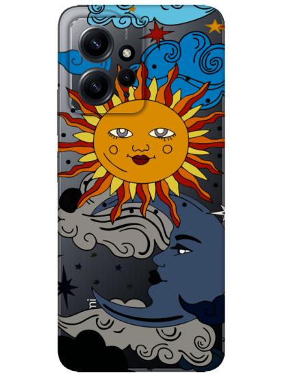 Redmi Note 12 4g Güneş ve Ay Şeffaf Telefon Kılıfı