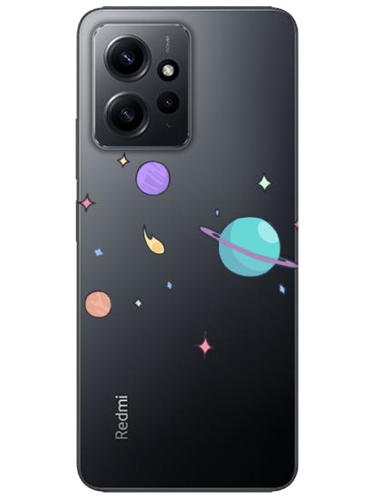 Redmi Note 12 4g Gezegen Tasarım Şeffaf Telefon Kılıfı