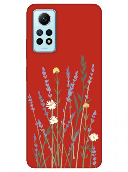 Redmi Note 12 Pro Lavanta Desenli Kırmızı Telefon Kılıfı