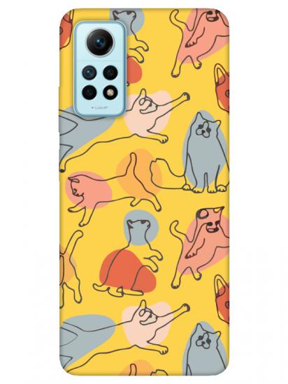 Redmi Note 12 Pro Kedi Figürleri Sarı Telefon Kılıfı
