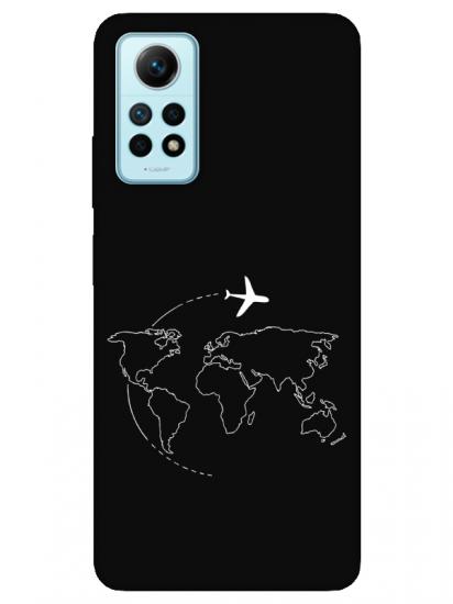 Redmi Note 12 Pro Harita Uçak Siyah Telefon Kılıfı
