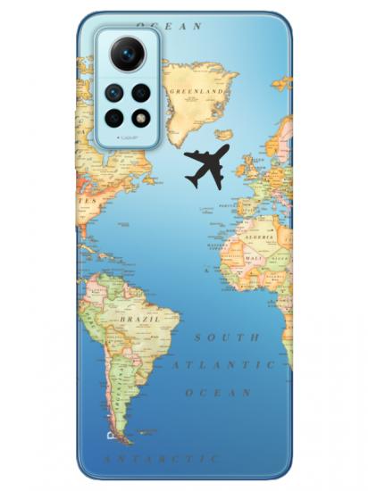Redmi Note 12 Pro Dünya Haritalı Şeffaf Telefon Kılıfı