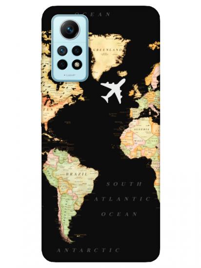Redmi Note 12 Pro Dünya Haritalı Siyah Telefon Kılıfı