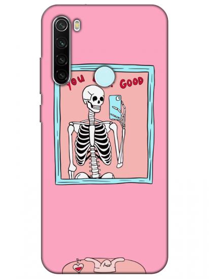 Redmi Note 8 You Look Good İskelet Pembe Telefon Kılıfı