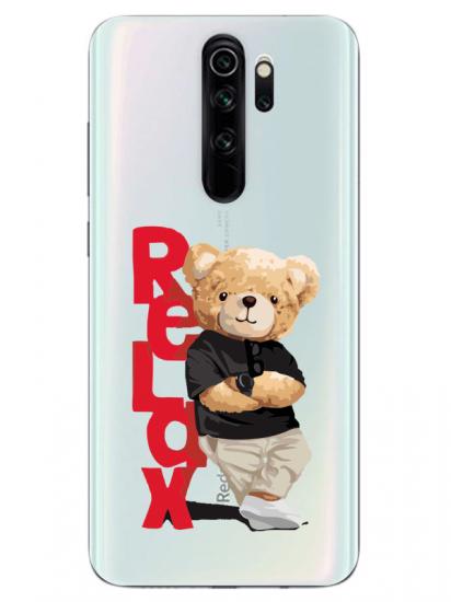 Redmi Note 8 Pro Teddy Bear Relax Şeffaf Telefon Kılıfı