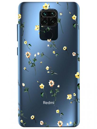 Redmi Note 9 Çiçekli Şeffaf Telefon Kılıfı
