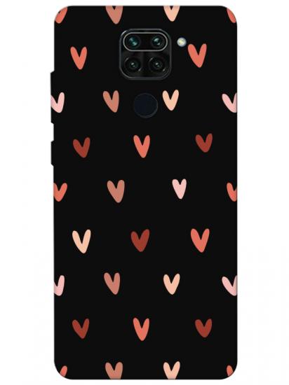 Redmi Note 9 Kalp Desen Siyah Telefon Kılıfı