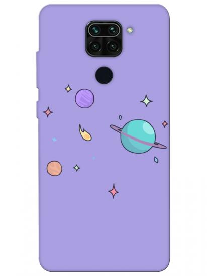 Redmi Note 9 Gezegen Tasarım Lila Telefon Kılıfı