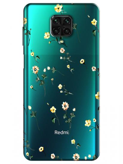 Redmi Note 9S Çiçekli Şeffaf Telefon Kılıfı