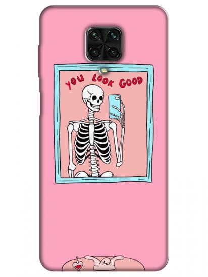 Redmi Note 9S You Look Good İskelet Pembe Telefon Kılıfı